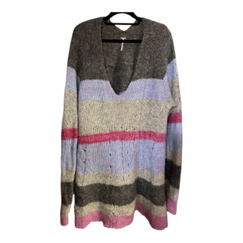 Free People | multicolor striped wool blend Unicorn Sweater Large - Picture 3 of 6